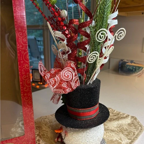 Festive Snowman Holiday Arrangement with Red and Green Accents Card Photo Holder - Picture 4 of 9
